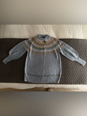 J. Crew Blue and Tan Striped Knit Sweater